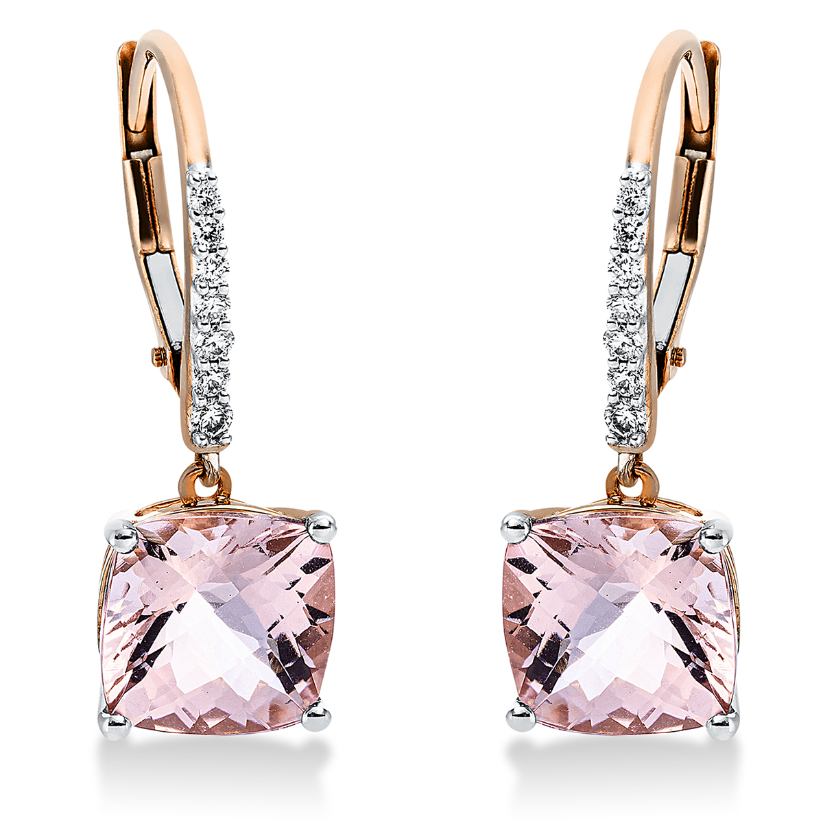Ohrschmuck 4er-Krappe 18 kt RG, Fassung rhodiniert