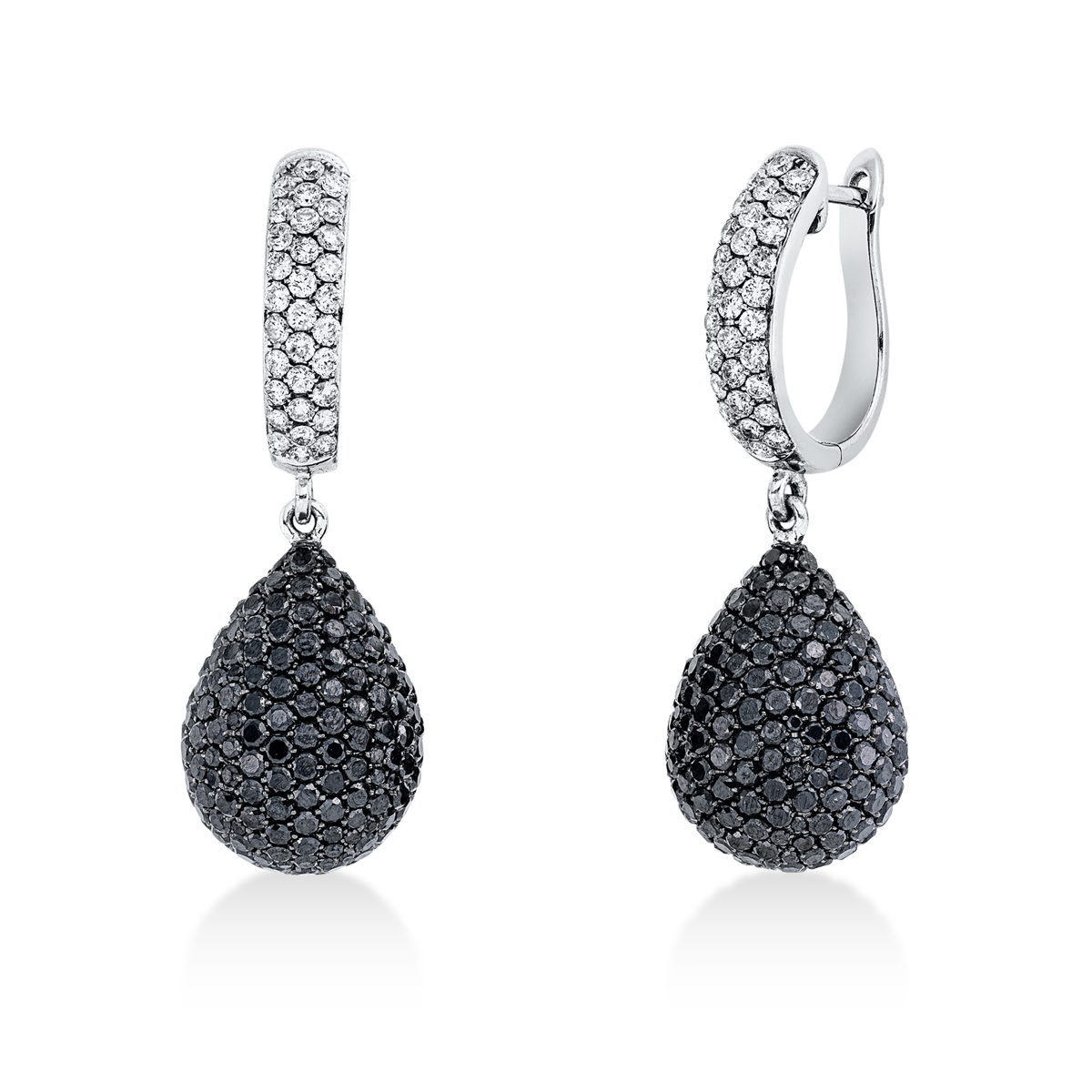 Ohrschmuck  18kt Weißgold teils schwarz rhodiniert mit 9,07ct Diamanten
