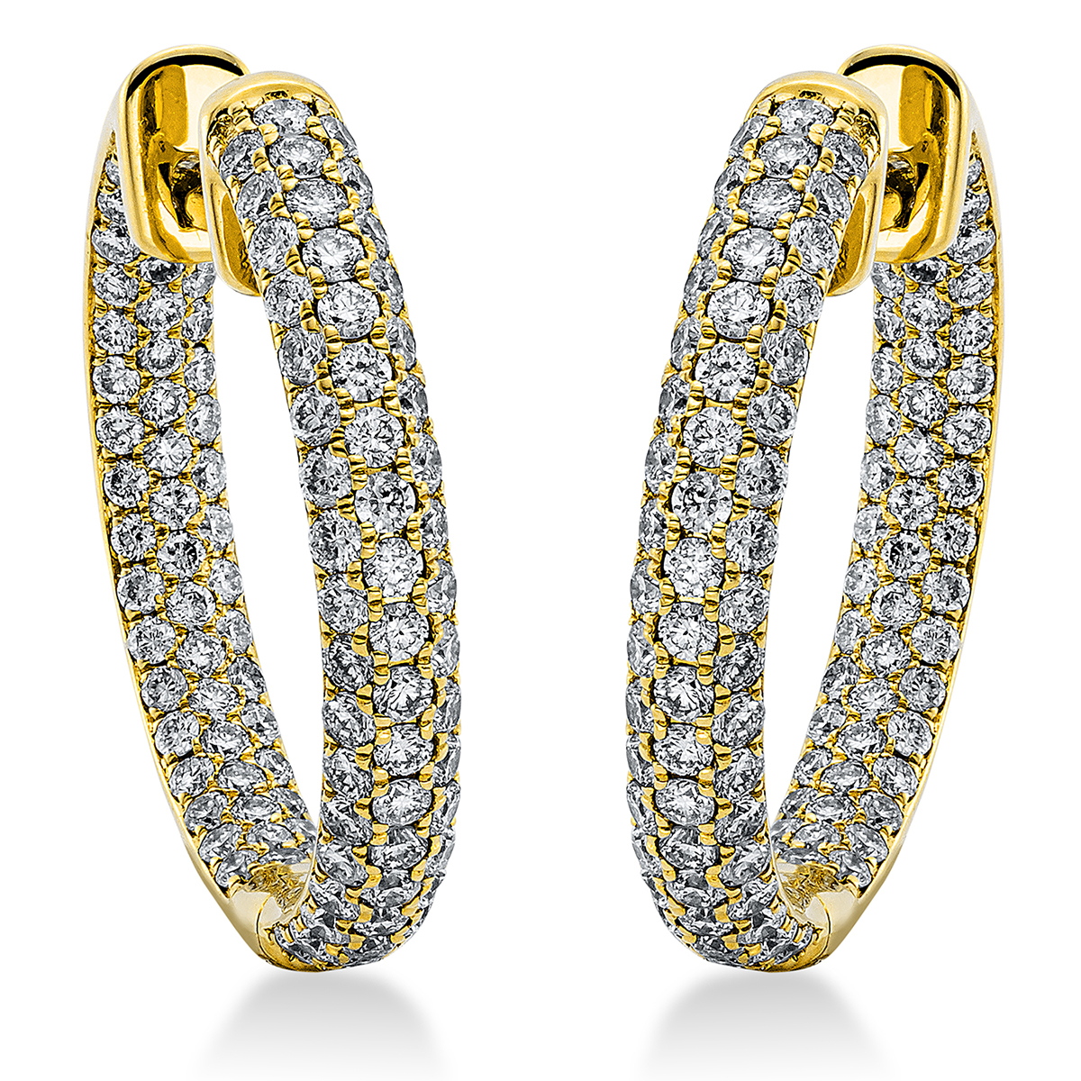 Pavé Creolen  18kt Gelbgold mit 1,39ct Diamanten