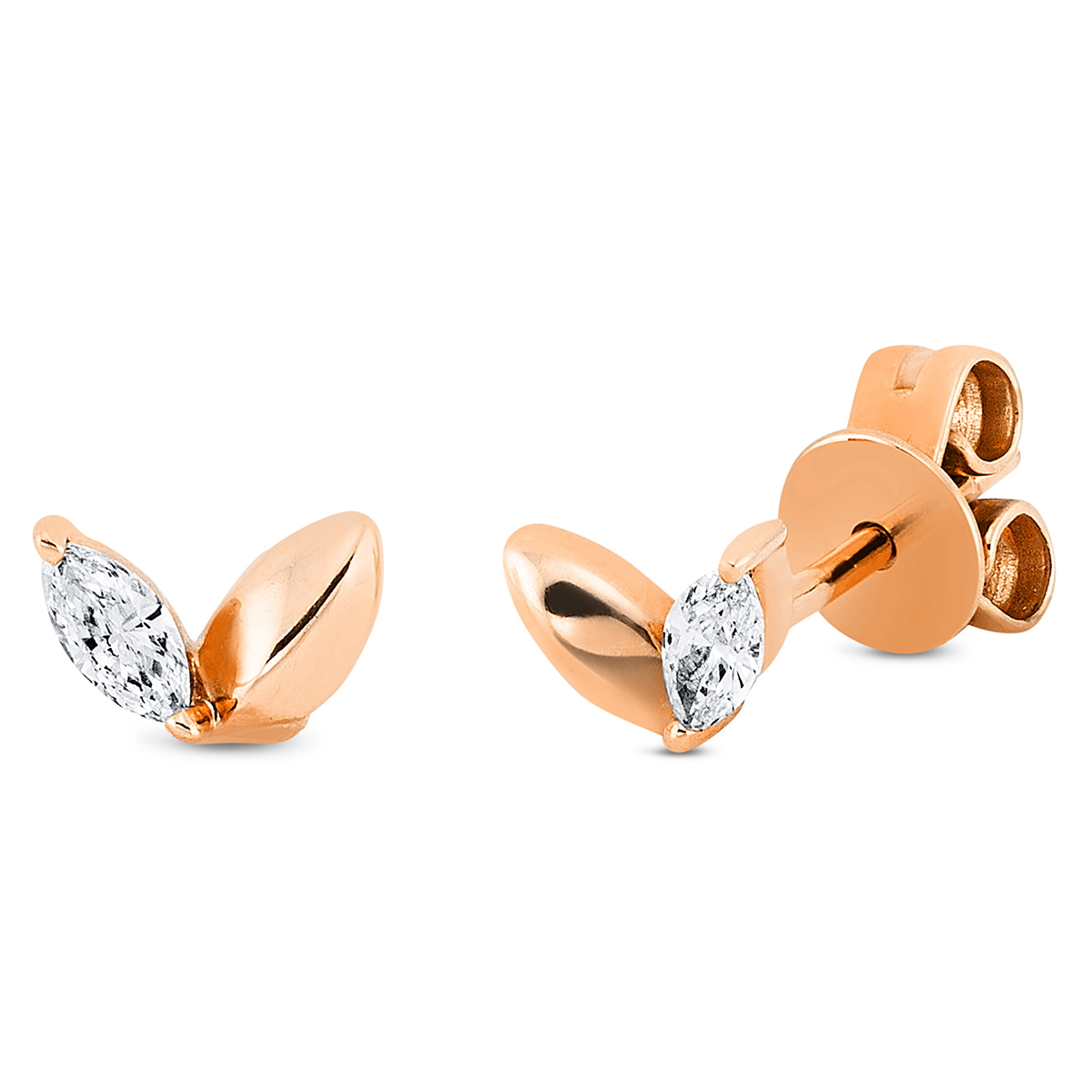 Solitaire Ohrstecker  18kt Rotgold mit 0,13ct Diamanten