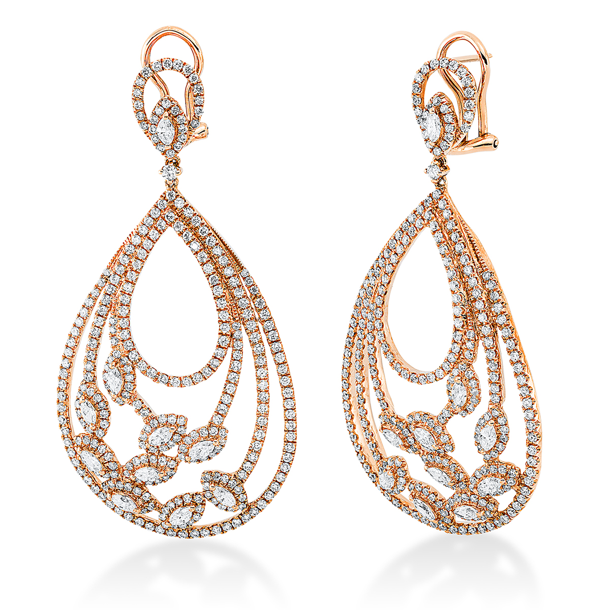 Ohrschmuck 18 kt RG, Fassung rhodiniert