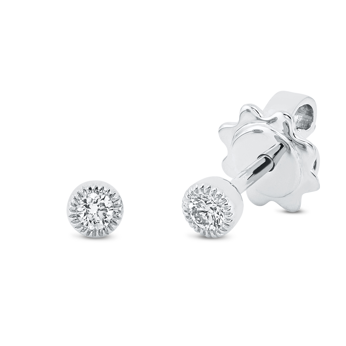 Solitaire Ohrstecker  18kt Weißgold mit 0,10ct Diamanten