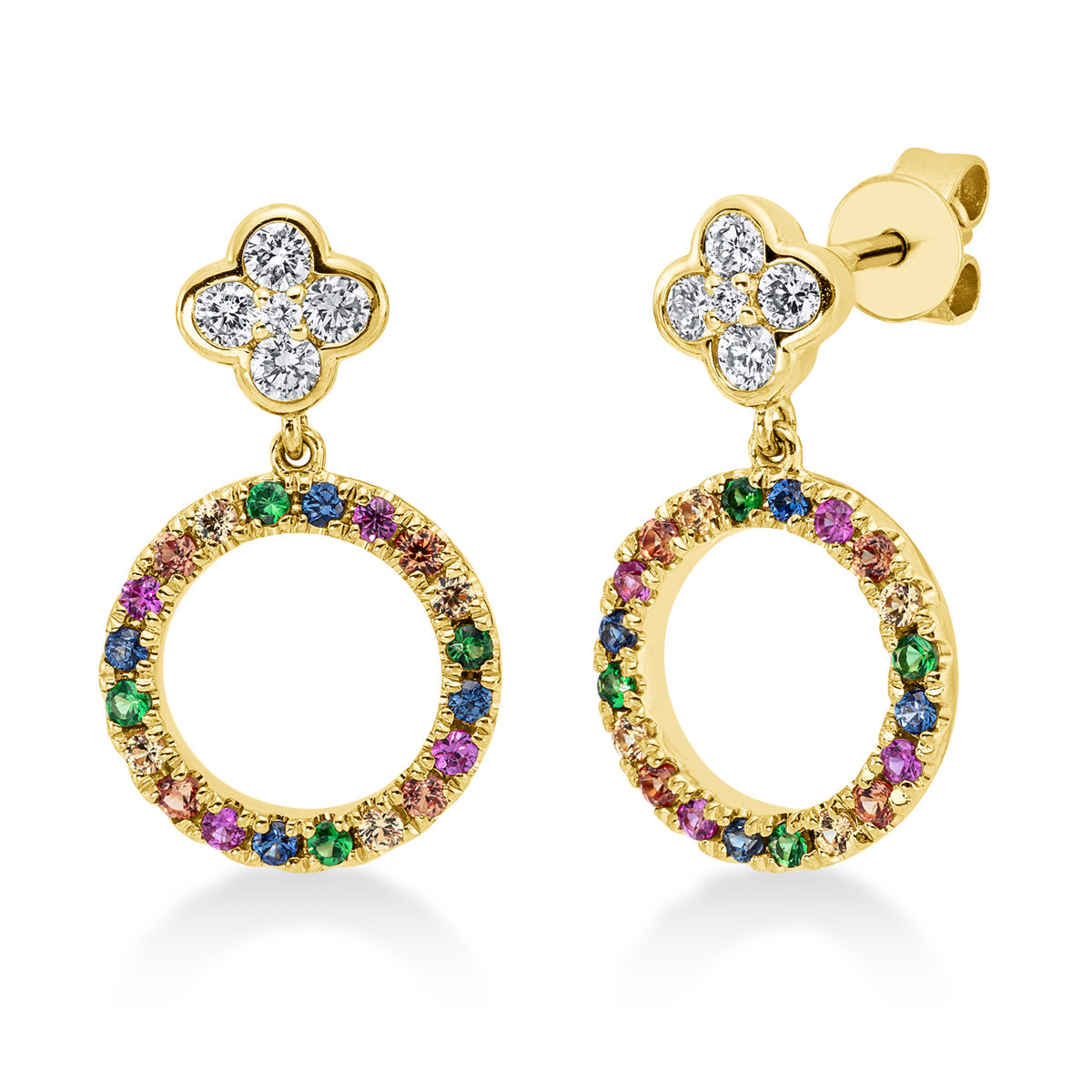 Ohrschmuck 18 kt GG, Fassung rhodiniert