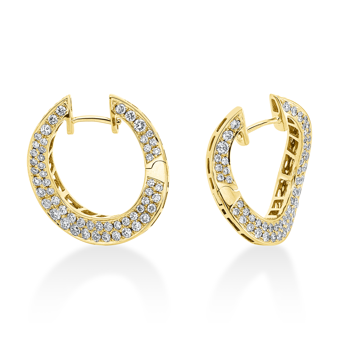 Pavé Creolen  18kt Gelbgold mit 1,76ct Diamanten
