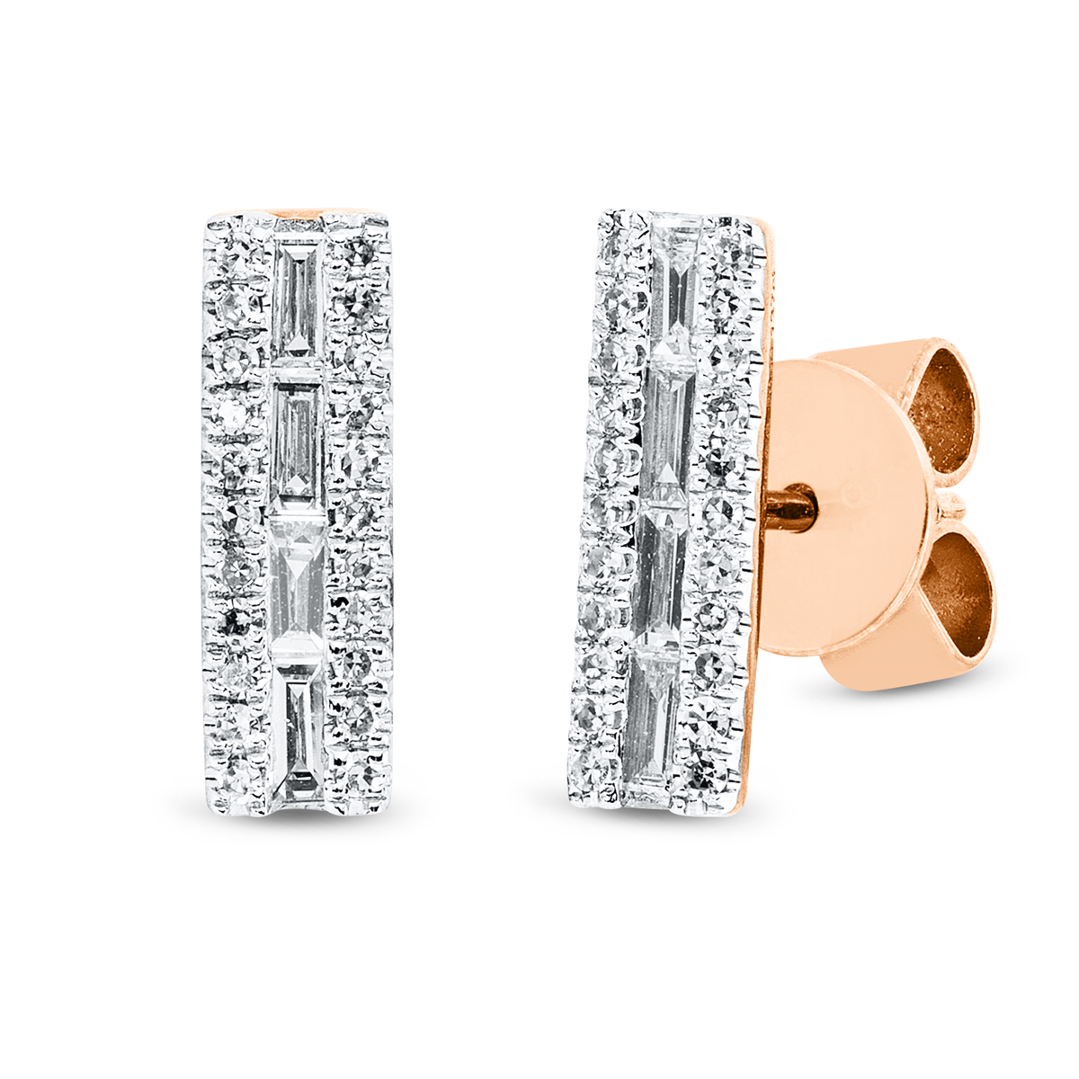 Ohrstecker 14 kt RG, Fassung rhodiniert