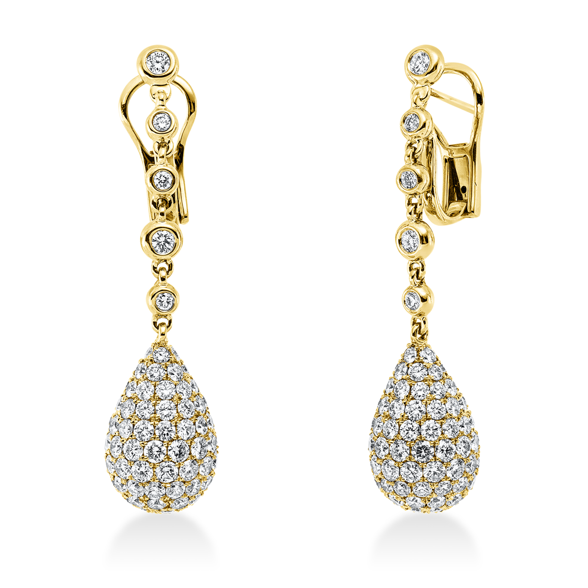 Pavé Ohrschmuck  18kt Gelbgold mit 7,60ct Diamanten