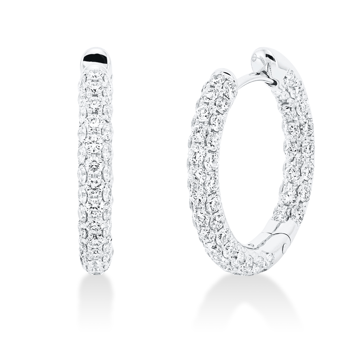Pavé Creolen  18kt Weißgold mit 2,44ct Diamanten