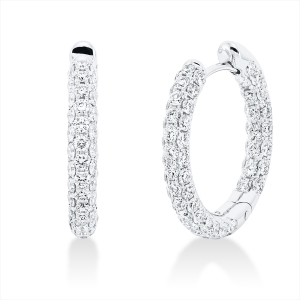 Pavé Creolen  18kt Weißgold mit 2,44ct Diamanten