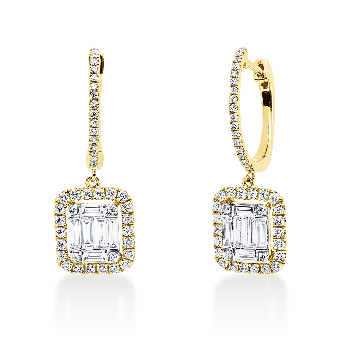 Ohrschmuck 18 kt GG, Fassung rhodiniert
