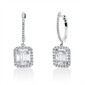 Ohrschmuck 18 kt GG, Fassung rhodiniert