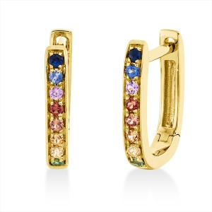 Creolen  18kt Gelbgold mit Farbstein