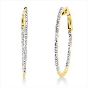 Creolen  14kt Gelbgold Fassung rhodiniert mit 0,27ct Diamanten