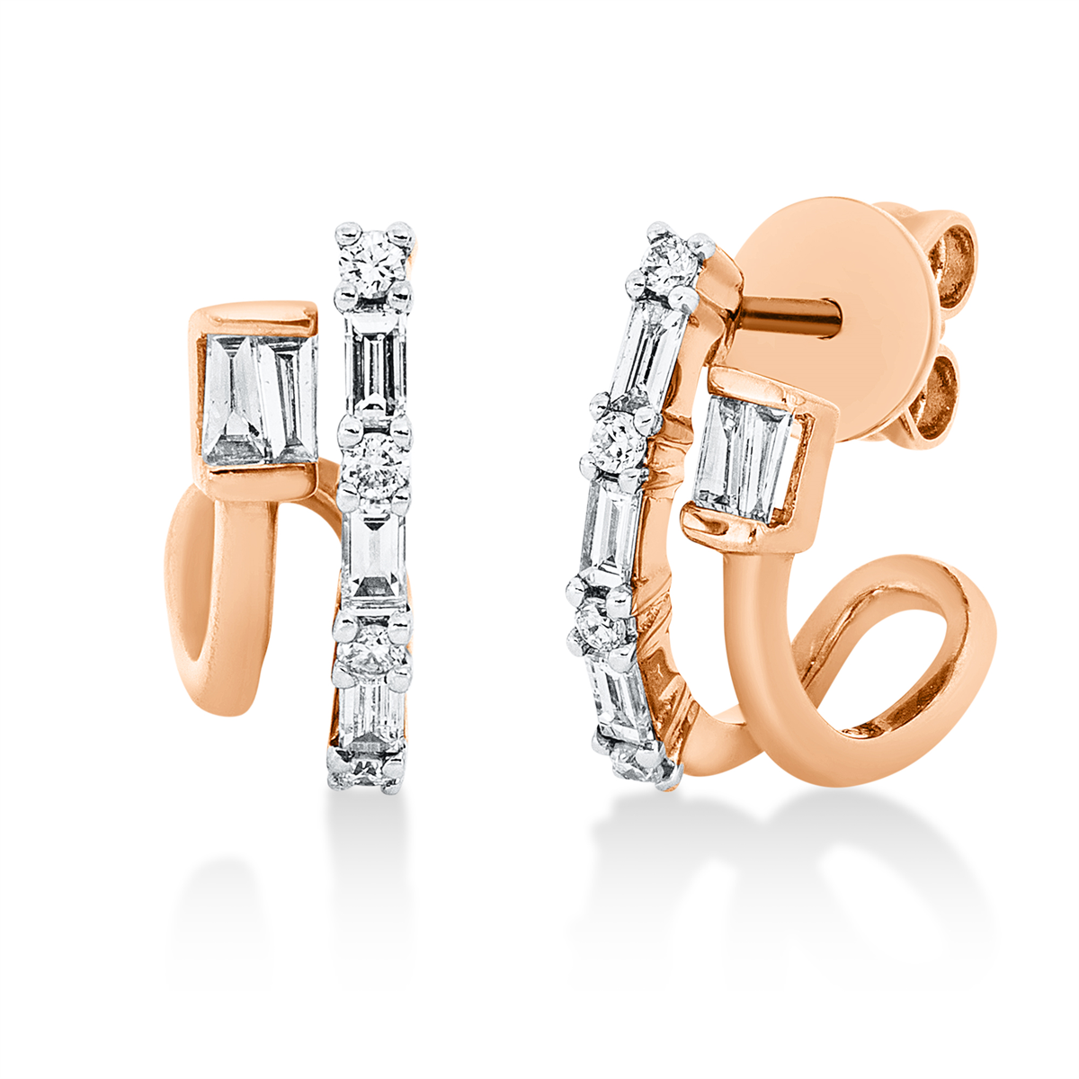 Ohrschmuck 14 kt RG, Fassung rhodiniert