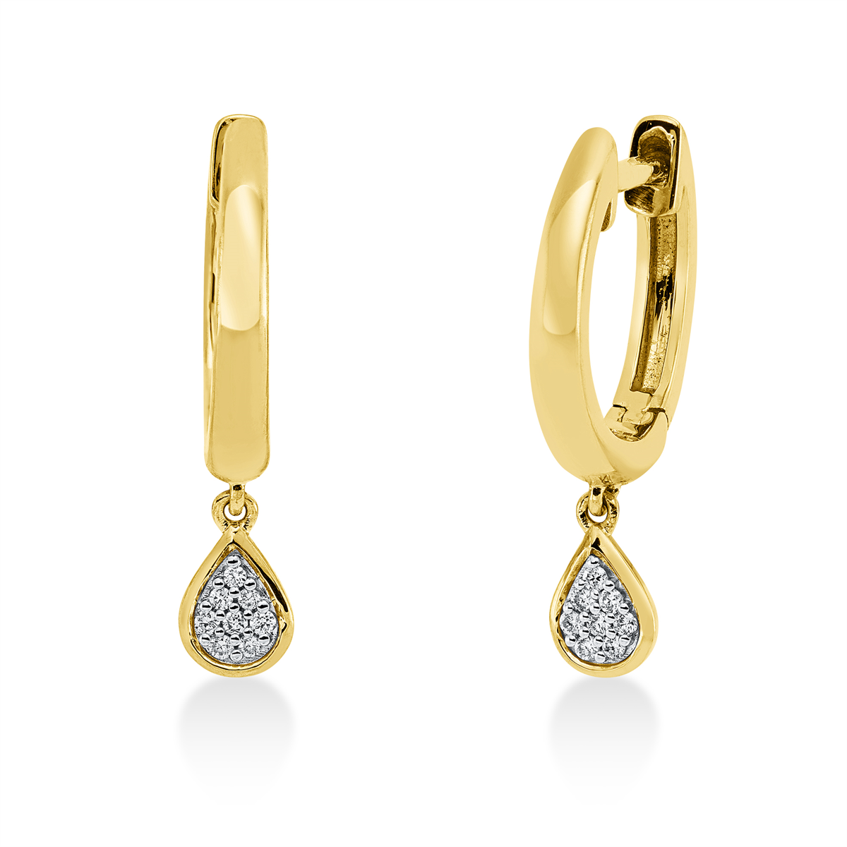 Ohrschmuck 18 kt GG Tropfen, Fassung rhodiniert