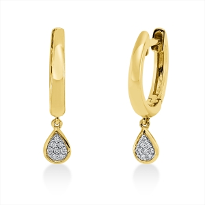 Ohrschmuck 18 kt GG Tropfen, Fassung rhodiniert
