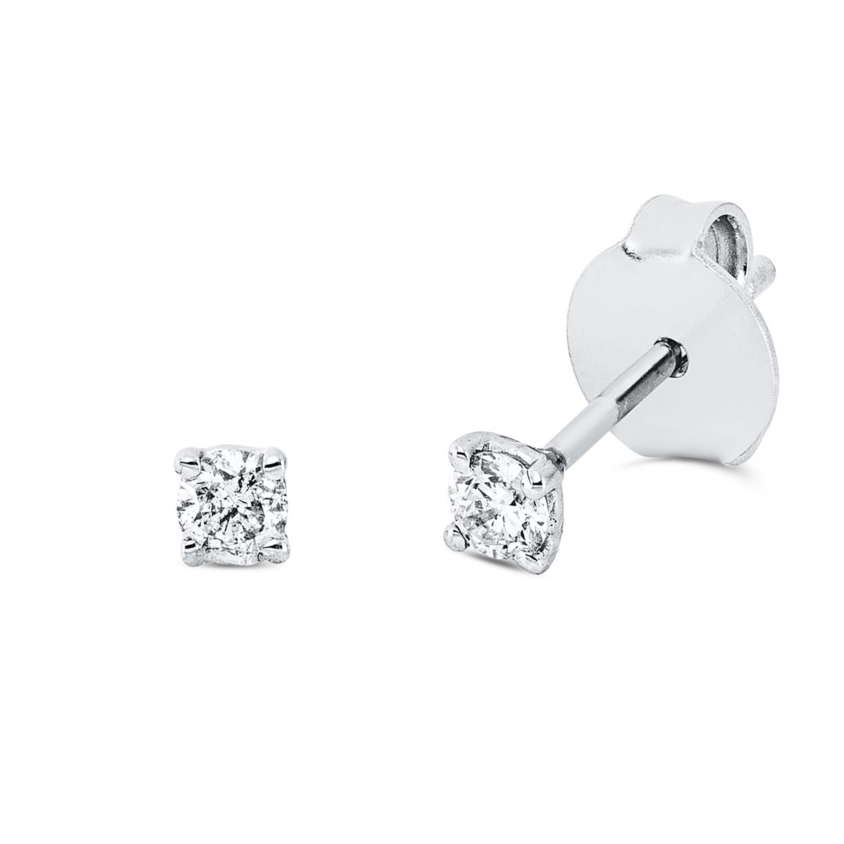 Solitaire Ohrstecker 4er-Krappe 18kt Weißgold mit 0,16ct Diamanten