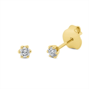 Solitaire Ohrstecker 6er-Krappe 18kt Gelbgold mit 0,17ct Diamanten