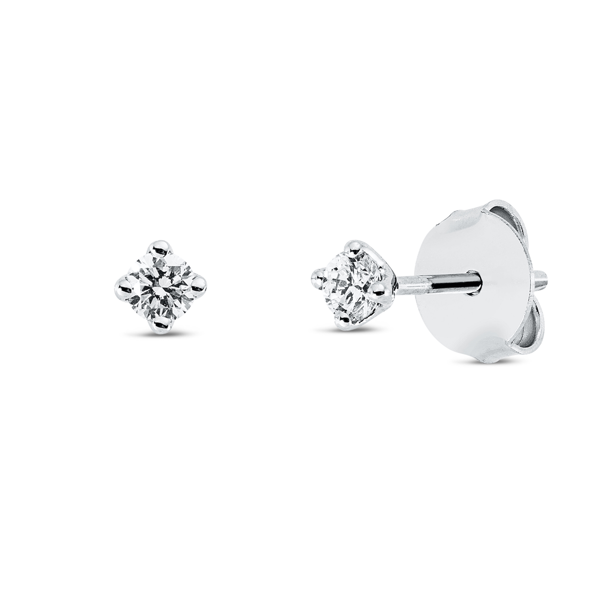 Solitaire Ohrstecker 4er-Krappe 18kt Weißgold mit 0,17ct Diamanten