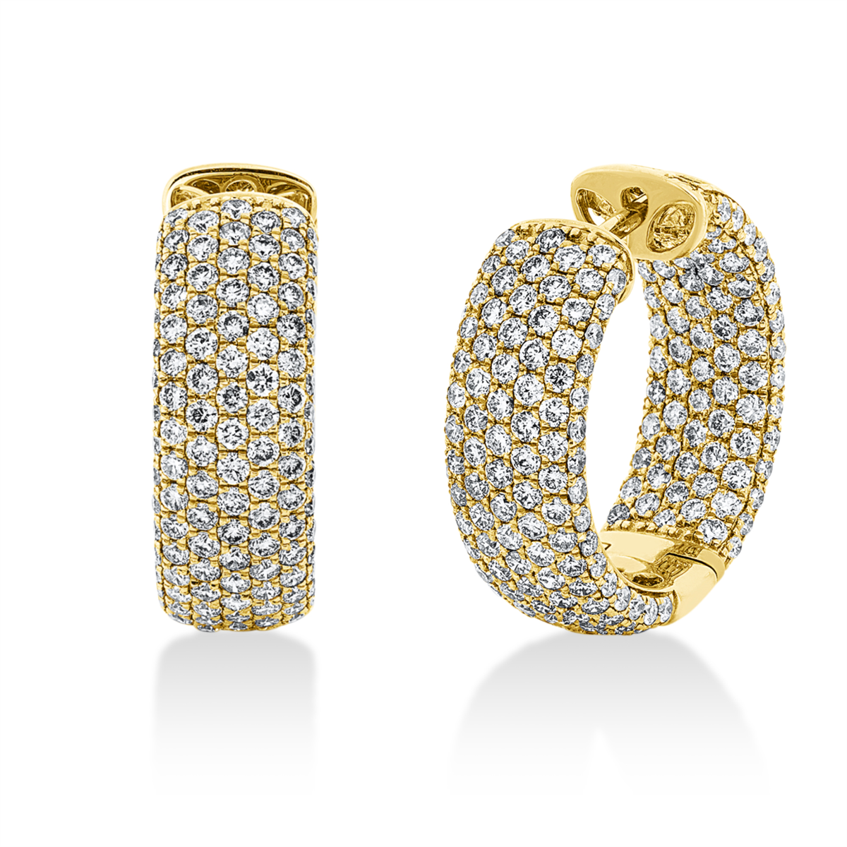 Pavé Creolen  18kt Gelbgold mit 3,80ct Diamanten