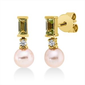 Ohrstecker  18kt Gelbgold mit Farbstein
