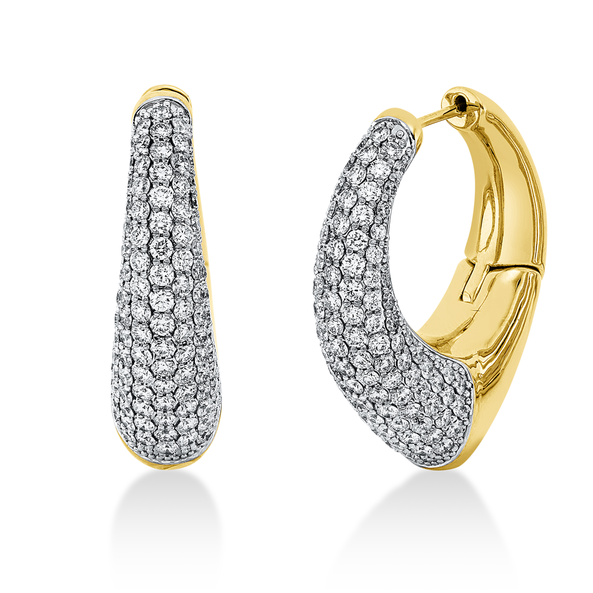 Pavé Creolen  14kt Gelbgold mit 4,80ct Diamanten