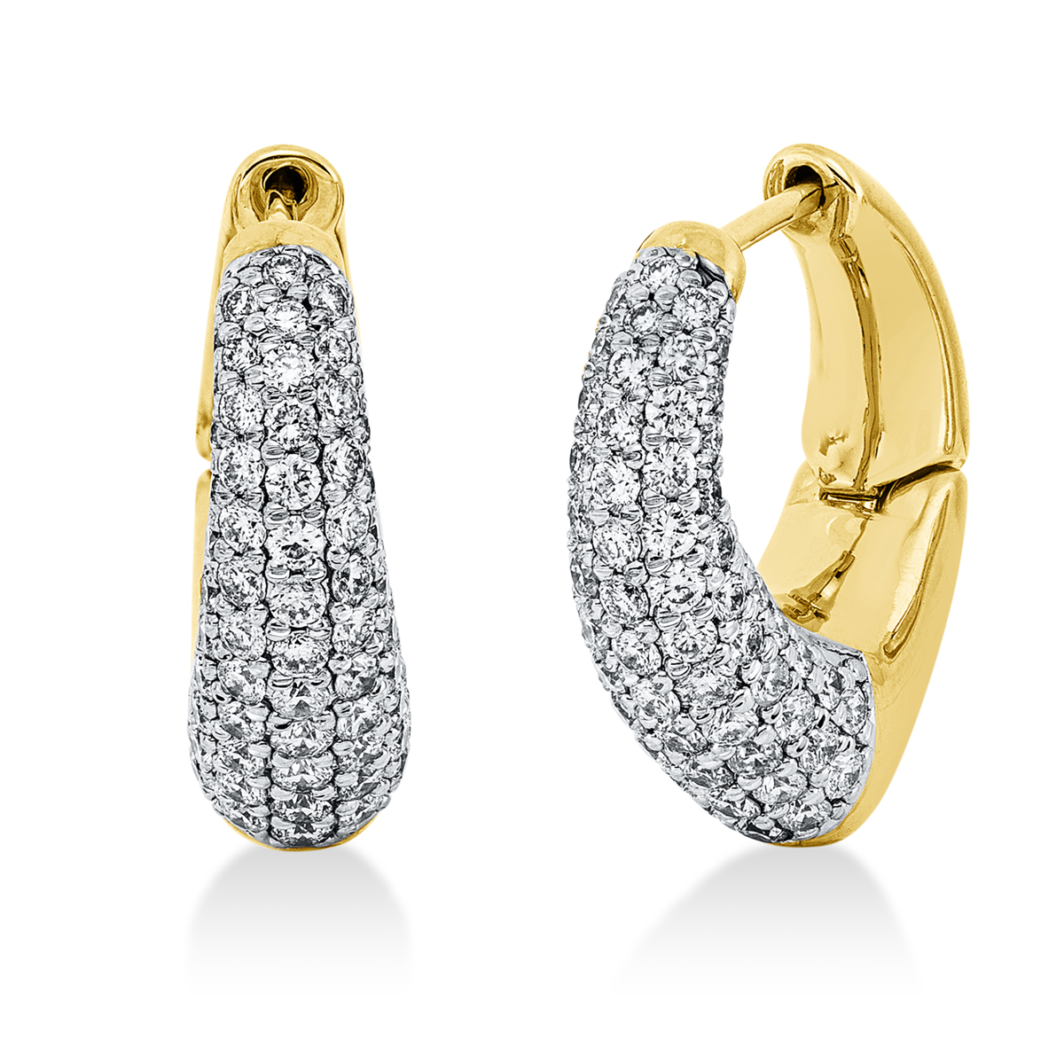 Pavé Creolen  14kt Gelbgold mit 1,52ct Diamanten