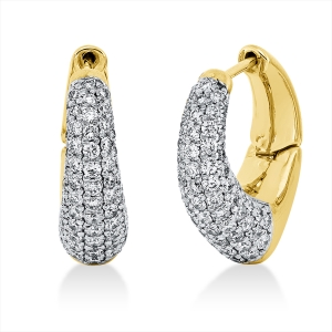Pavé Creolen  14kt Gelbgold mit 1,52ct Diamanten