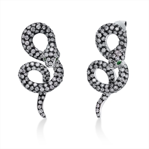 Ohrschmuck 18 kt WG Schlange, Fassung teils schwarz rhodin