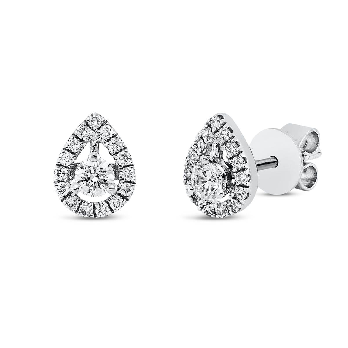 Solitaire Ohrstecker  18kt Weißgold mit 0,33ct Diamanten