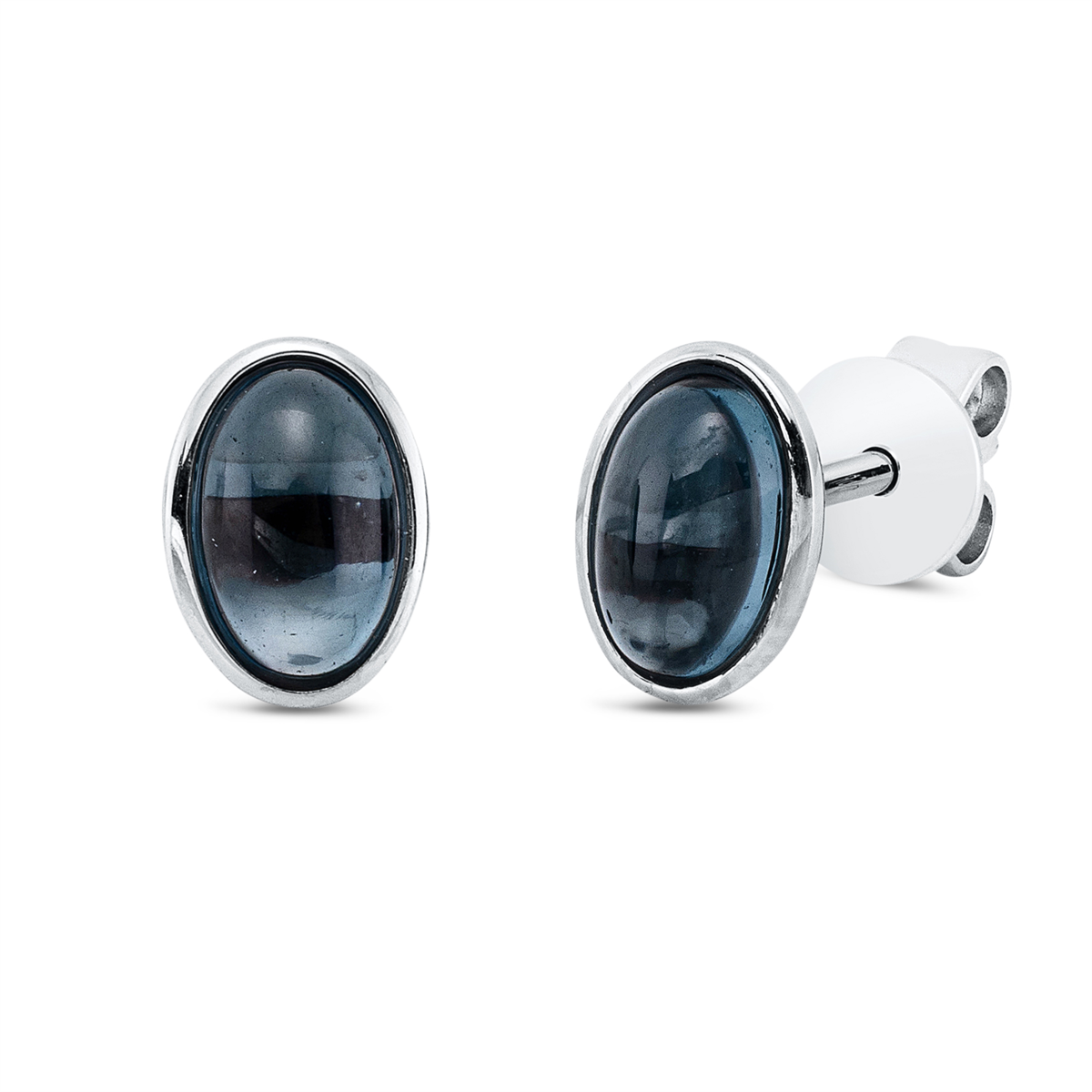 Ohrstecker Zarge 18 kt WG Oval