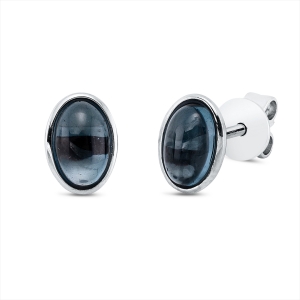 Ohrstecker Zarge 18 kt WG Oval