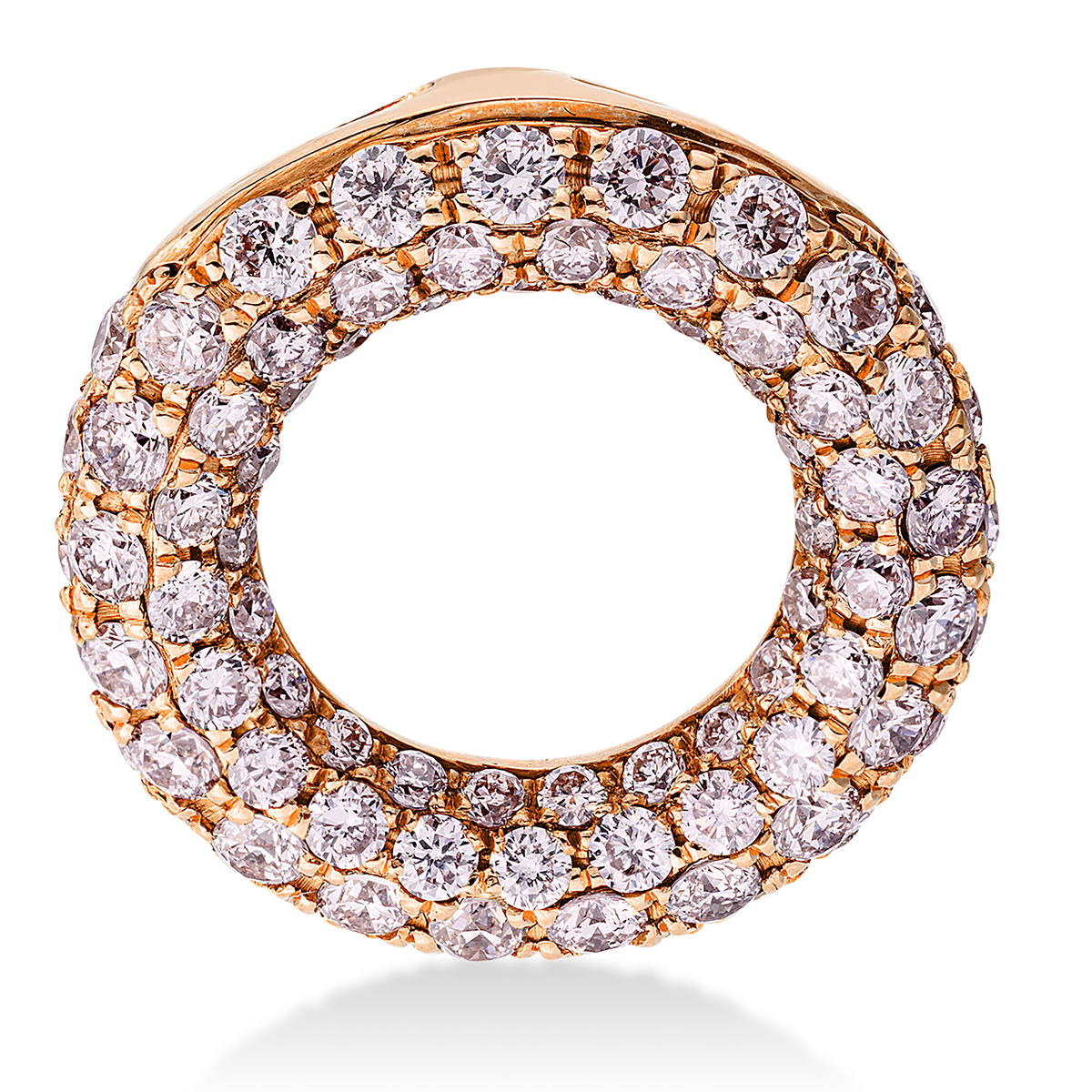 Pavé Anhänger  18kt Rotgold  Kreis mit 0,87ct Diamanten