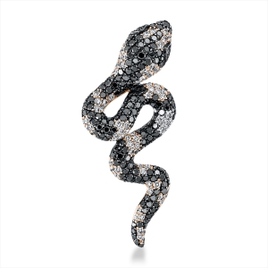 Anhänger 18 kt RG Schlange, Fassung teils schwarz rhodinie