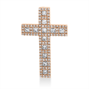 Anhänger 18 kt GG Kreuz, Fassung rhodiniert
