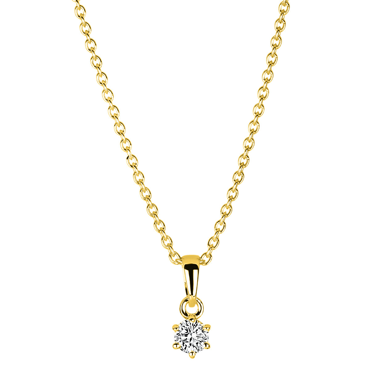 Solitaire Collier 6er-Krappe 14kt Gelbgold mit Öse mit 0,10ct Diamanten