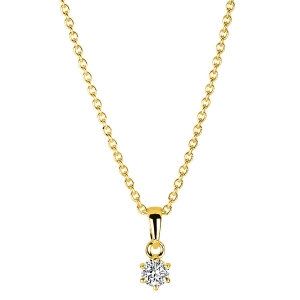 Solitaire Collier 6er-Krappe 14kt Gelbgold mit Öse mit 0,10ct Diamanten