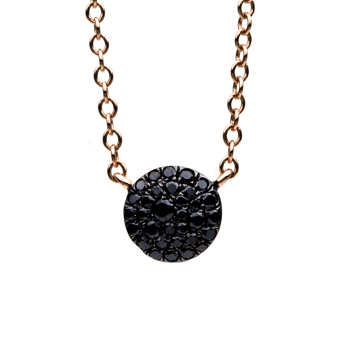 Pavé Collier  14kt Rotgold Fassung schwarz rhodiniert mit 0,16ct Diamanten
