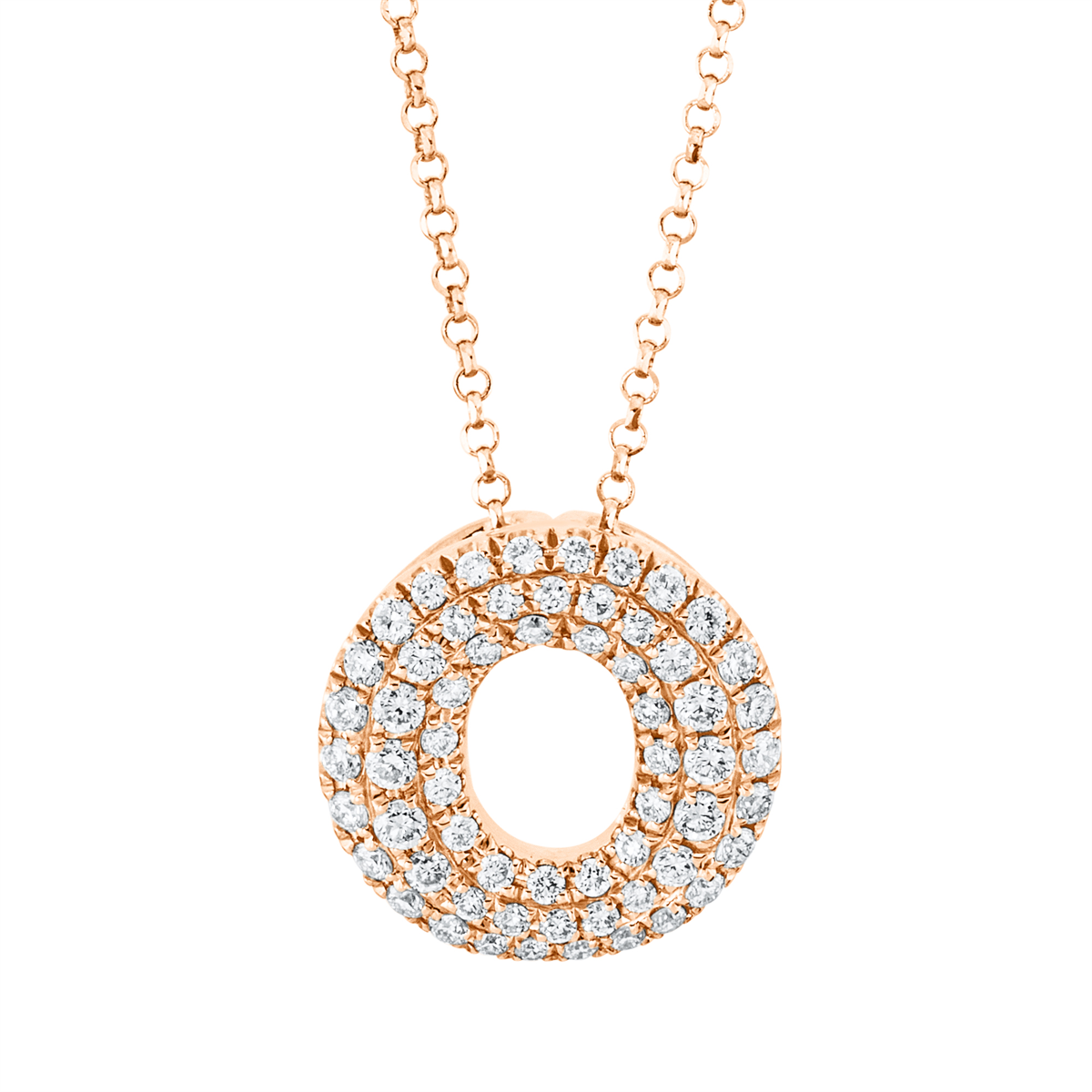 Pavé Collier  18kt Rotgold mit ZÖ 38,1 + 40,6 cm Kreis mit 0,39ct Diamanten