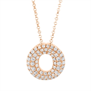 Pavé Collier  18kt Rotgold mit ZÖ 38,1 + 40,6 cm Kreis mit 0,39ct Diamanten