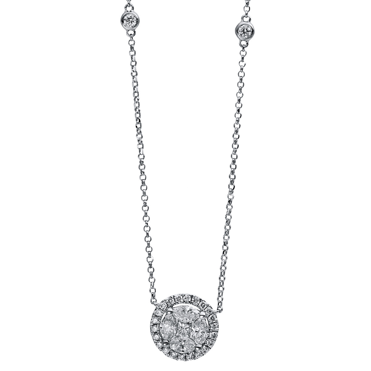 Collier 18 kt WG, mit ZÖ 38,1+40,6 cm
