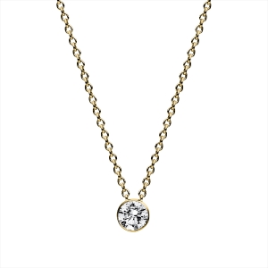 Solitaire Collier Zarge 14kt Gelbgold mit 0,15ct Diamanten