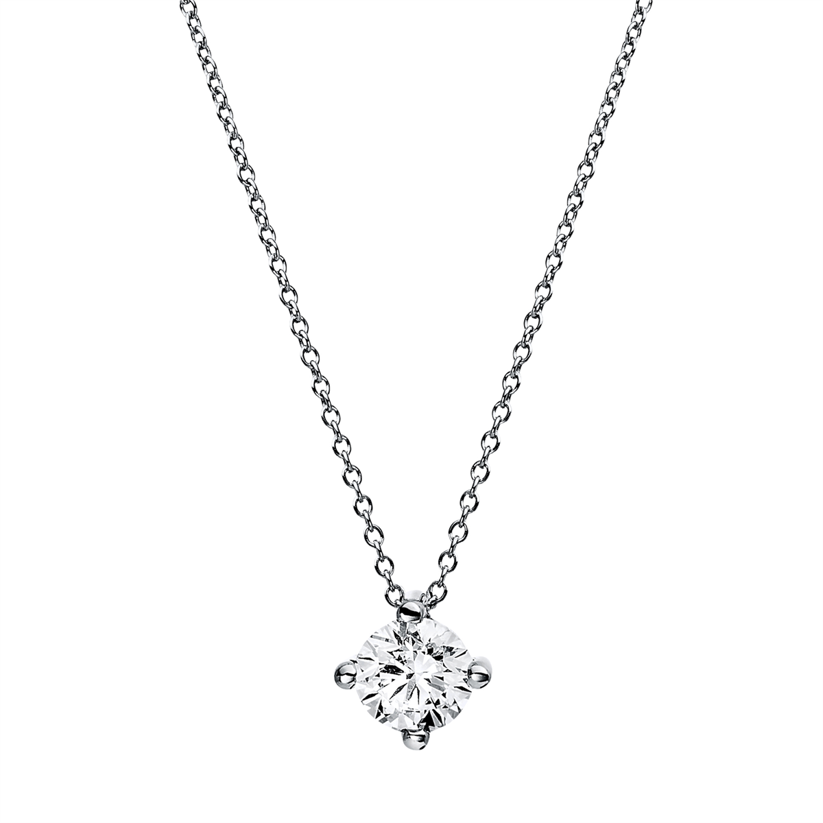 Solitaire Collier 4er-Krappe 18kt Weißgold GIA7453639394 mit 0,77ct Diamanten