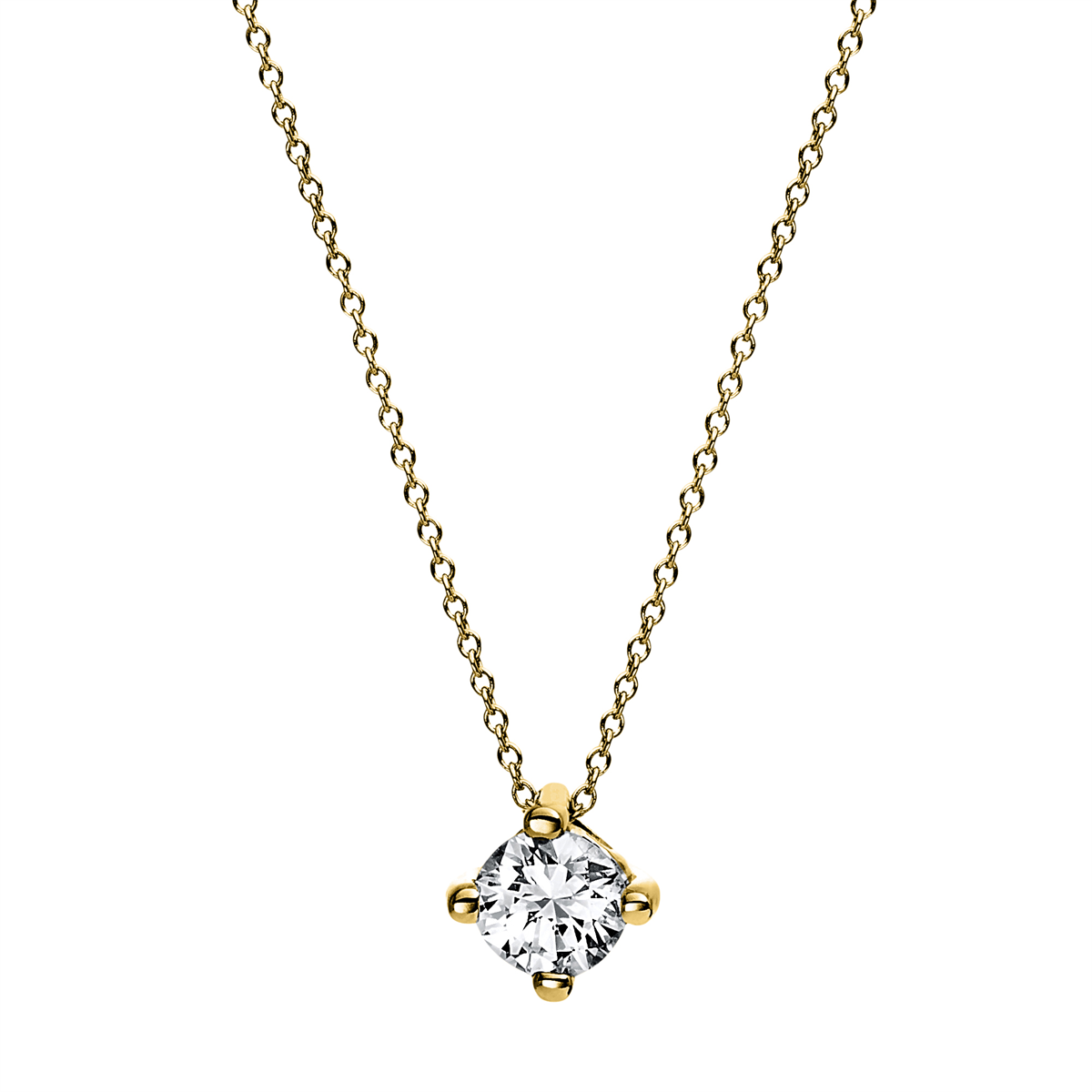 Solitaire Collier 4er-Krappe 14kt Gelbgold mit 0,25ct Diamanten