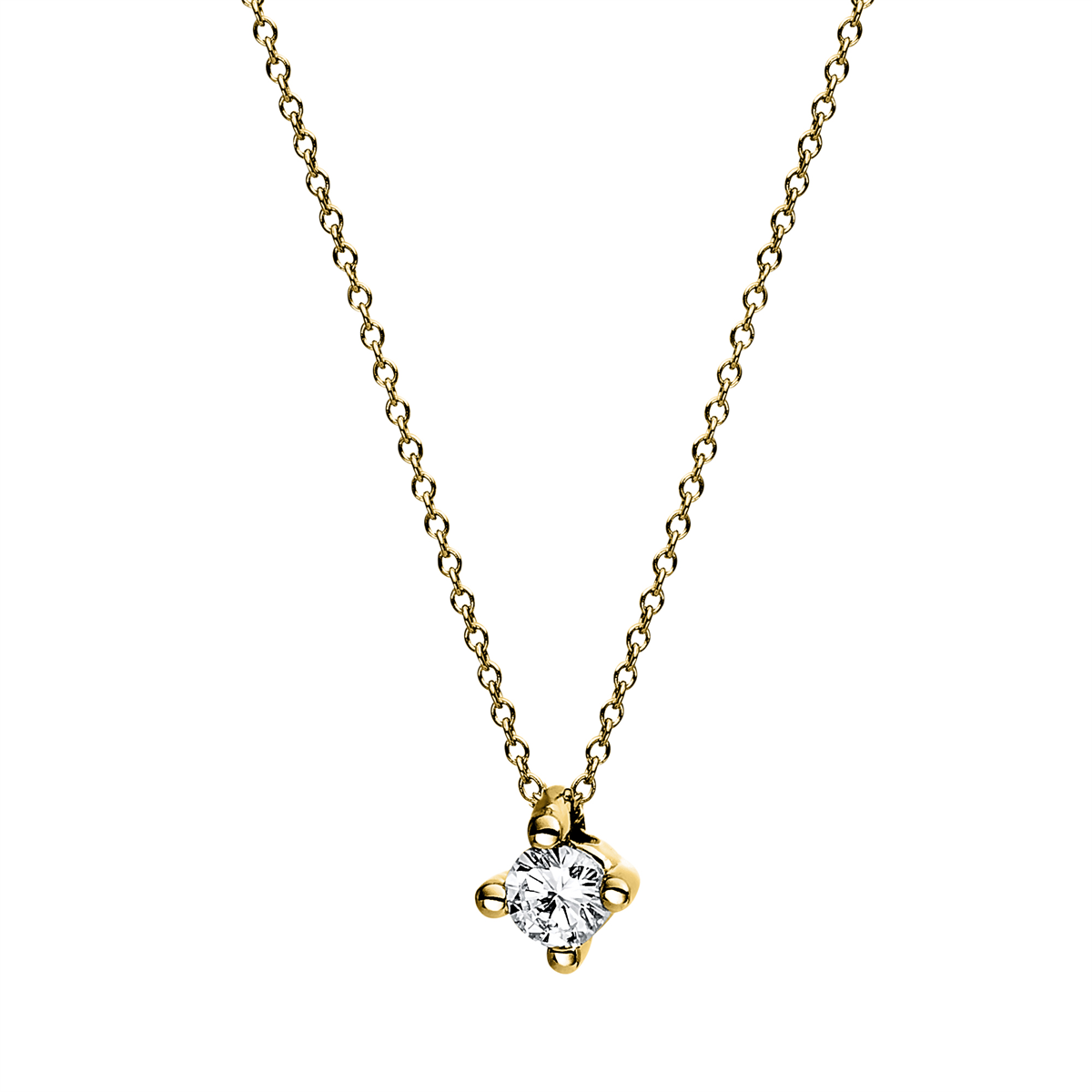 Solitaire Collier 4er-Krappe 18kt Gelbgold mit 0,10ct Diamanten