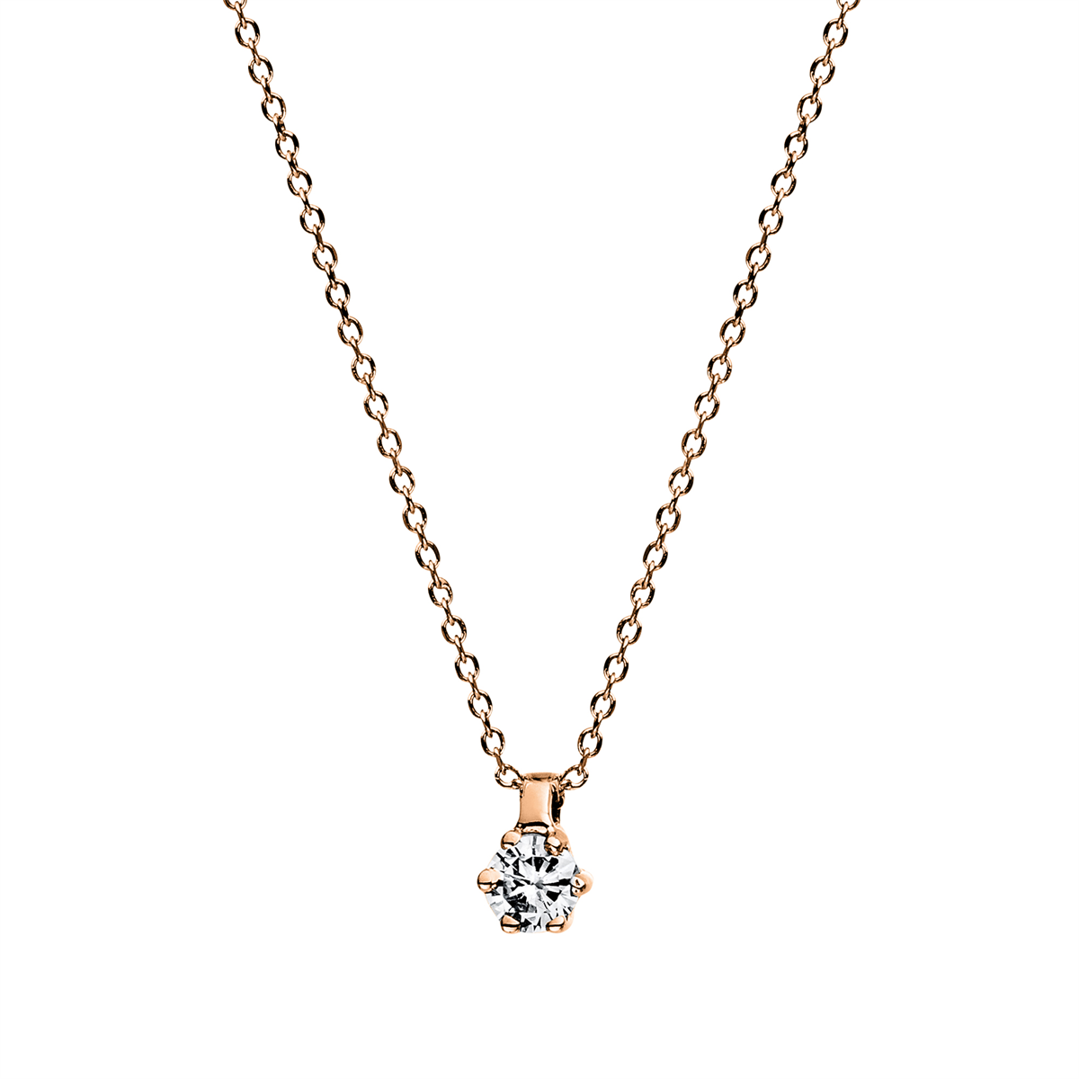Solitaire Collier 6er-Krappe 14kt Rotgold mit 0,05ct Diamanten