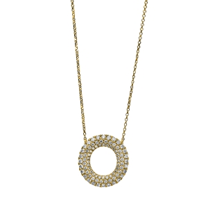 Pavé Collier  18kt Gelbgold mit ZÖ 38 cm + 40 cm Kreis mit 0,71ct Diamanten