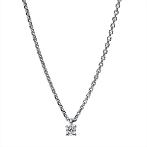 Solitaire Collier 4er-Krappe 18kt Weißgold mit 0,05ct Diamanten