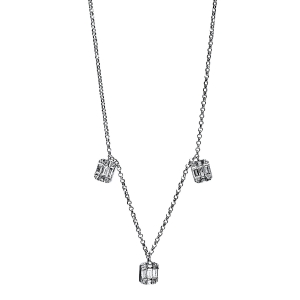 Collier 18 kt GG, Fassung rhodiniert