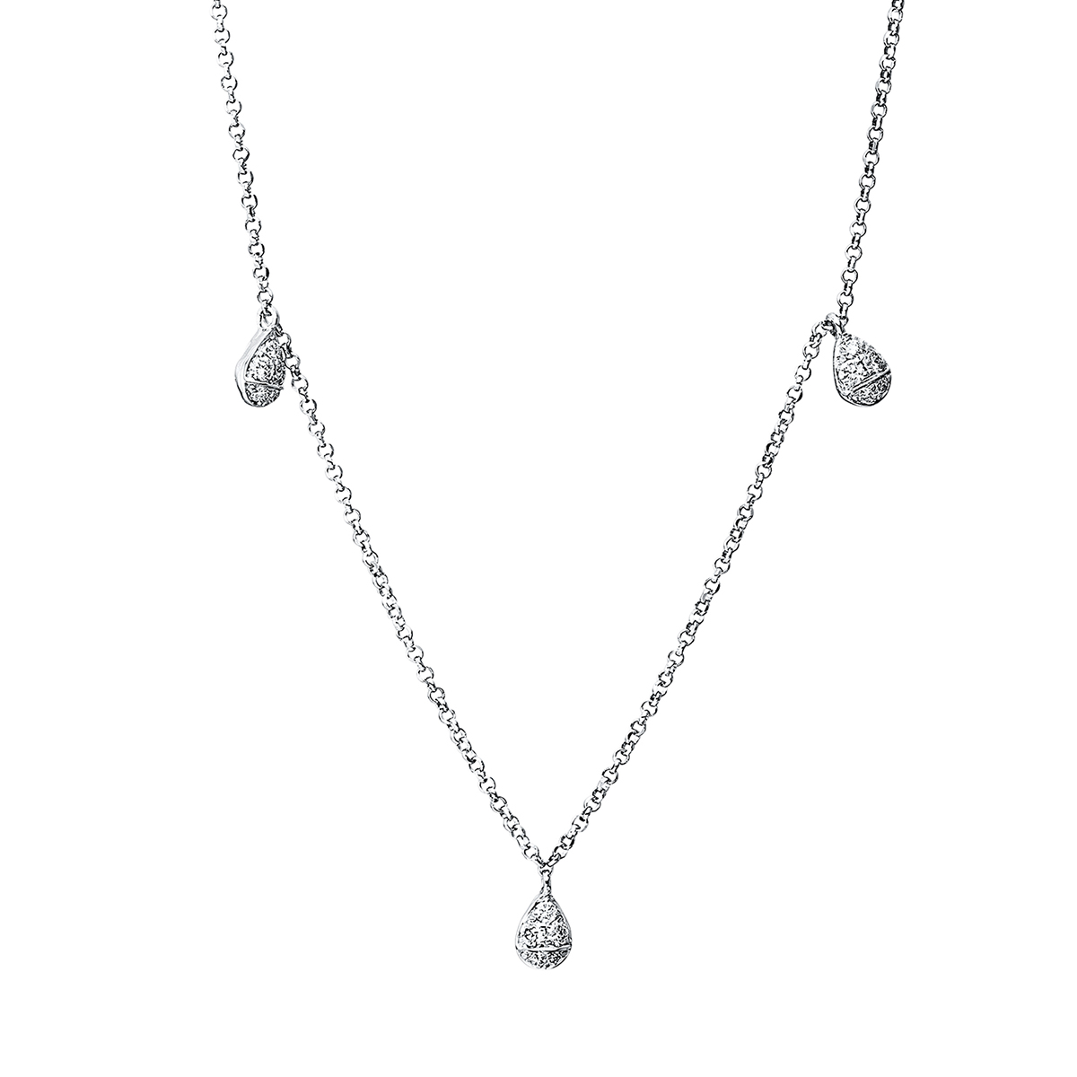 Collier 18 kt WG, mit ZÖ 38 cm + 41 cm