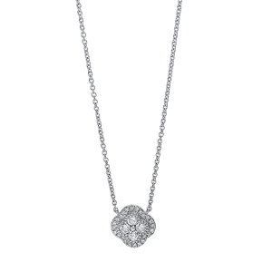 Collier 18 kt WG Blume, mit ZÖ 40 cm